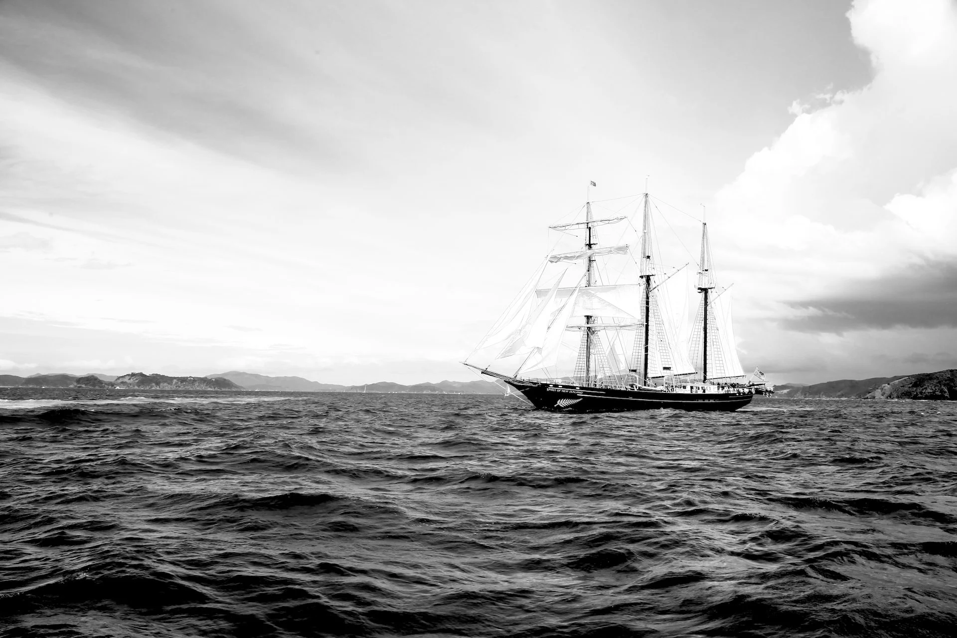Large sailing ship at sea